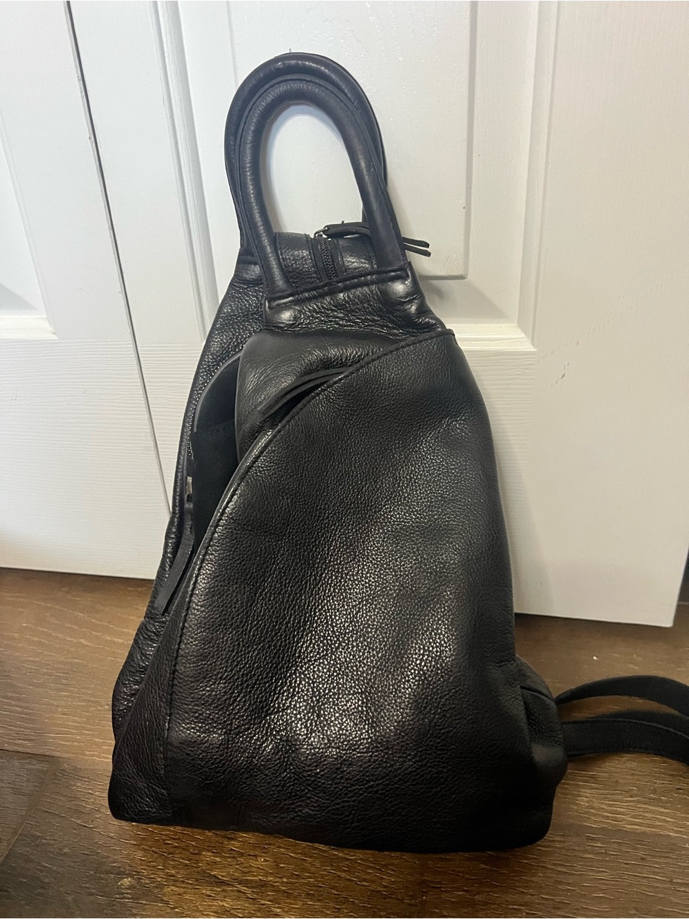 Free People We The Free Soho Convertible Leather Sling Backpack - Black - Picture 13 of 16